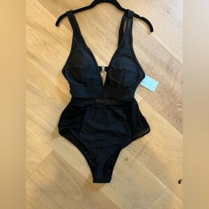 Sheer panel swim suit